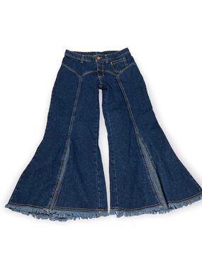 Vintage Y2K Dead Stock Boom Boom Jeans Cropped Flare Bell Bottoms Raw Hem Size 9